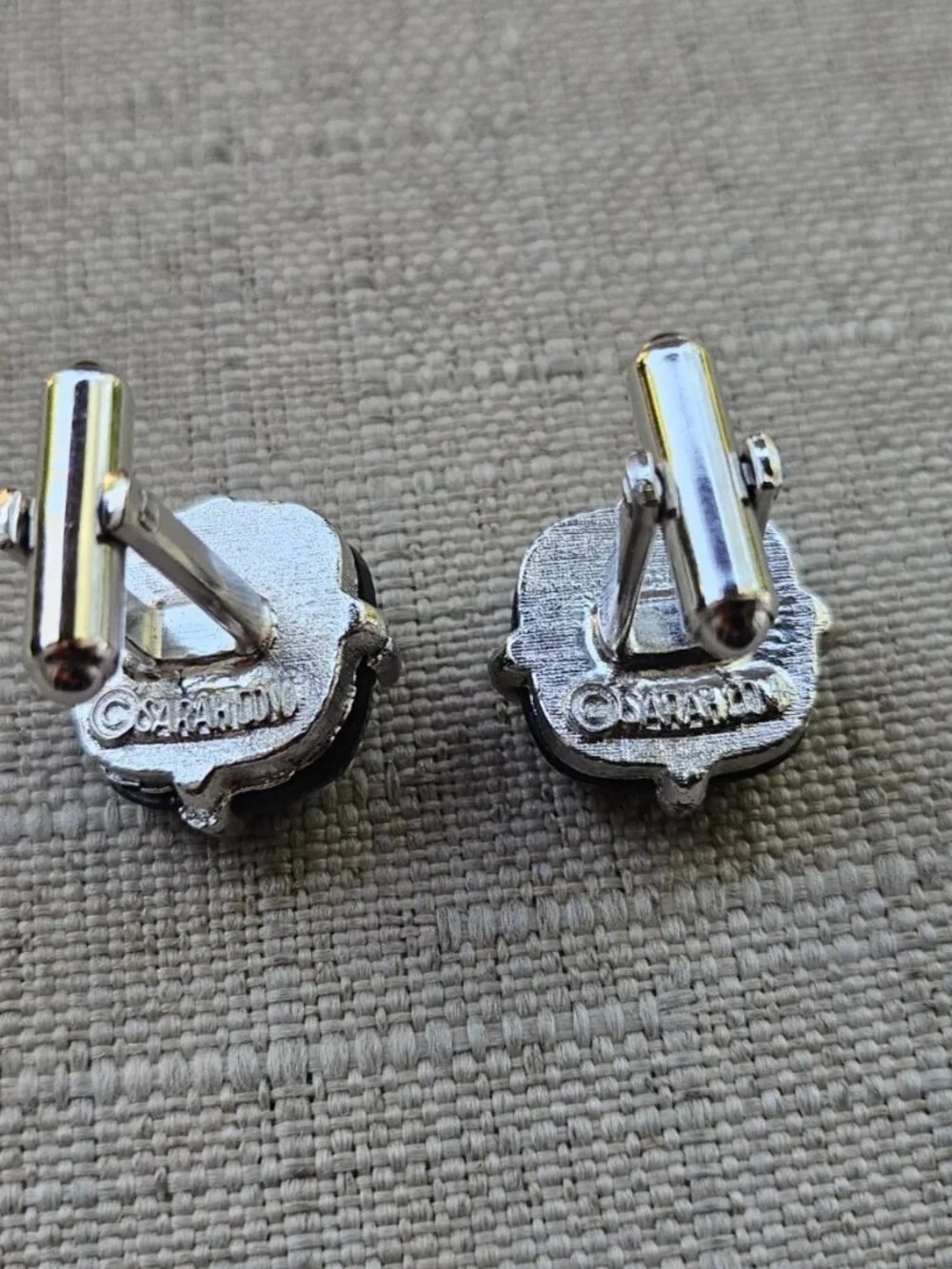 Vintage Sarah Coventry Men Cufflink Black Faux Stone Cuff Links Stud Men Jewelry
